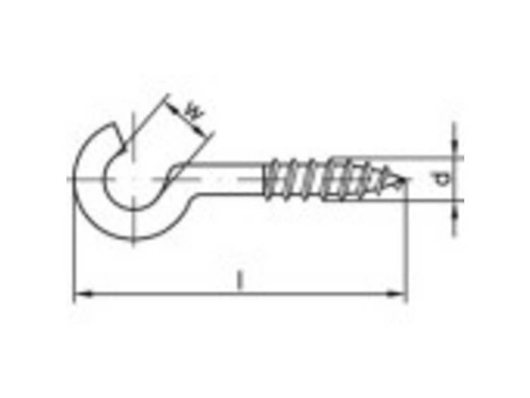 TOOLCRAFT Gebogen schroefhaken 80 mm Galvanisch verzinkt staal 100 stuk(s)