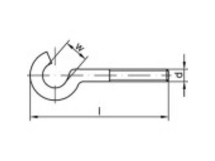 TOOLCRAFT Gebogen schroefhaken 80 mm Galvanisch verzinkt staal M8 100 stuk(s)