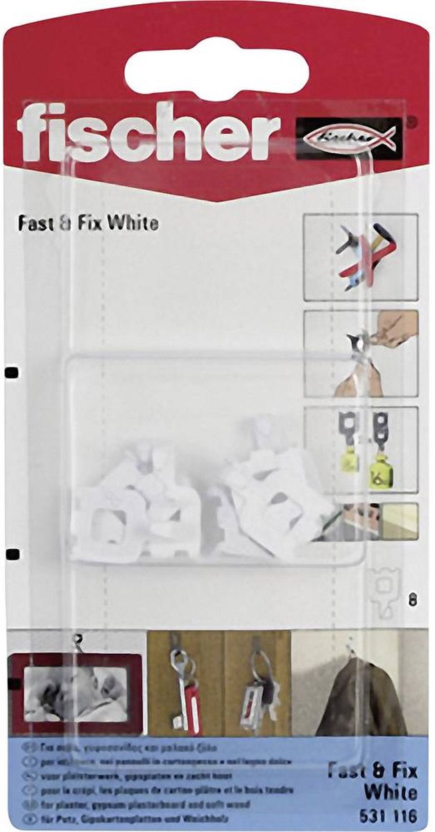 Fischer wandhaken Fast & Fix White K 8 stuks