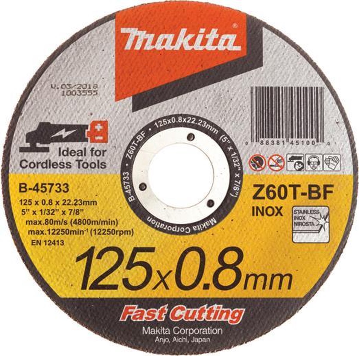 Makita B-45733 Doorslijpschijf | RVS | 125x22,23x0,8mm