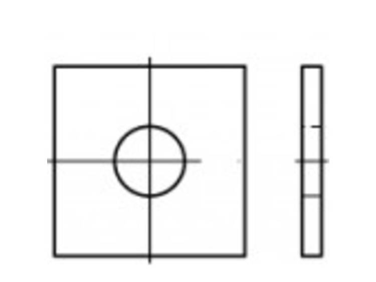 TOOLCRAFT 106781 Vierkantschijven Binnendiameter: 36 mm DIN 436 Staal Galvanisch verzinkt 25 stuk(s)