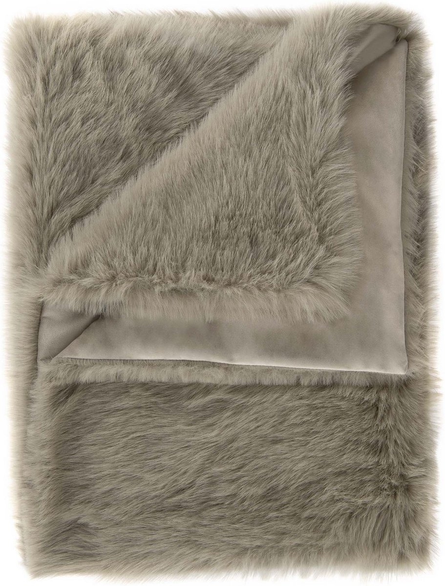 Heckett & Lane Fake Fur Plaid Perle - Real Taupe 140x200cm