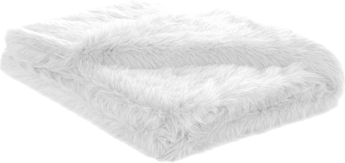 Heckett & Lane Fake Fur Plaid Perle - Misty White 140x200cm