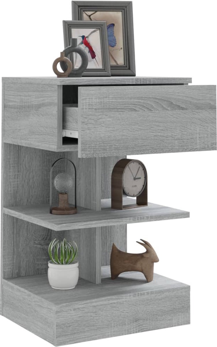 Vidaxl Nachtkastje 40x35x65 Cm Bewerkt Hout Sonoma Eikenkleurig - Grijs
