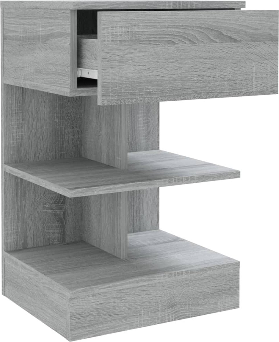 Vidaxl Nachtkastje 40x35x65 Cm Bewerkt Hout Sonoma Eikenkleurig - Grijs