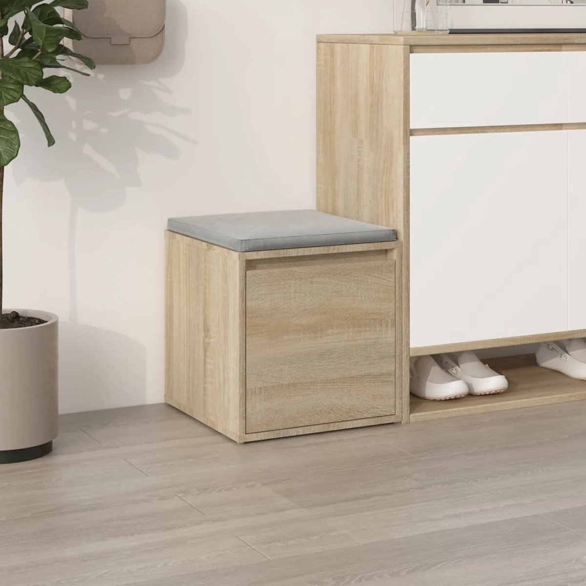 Vidaxl Opbergbox Met Lade 40,5x40x40 Cm Bewerkt Hout Sonoma Eikenkleur - Bruin