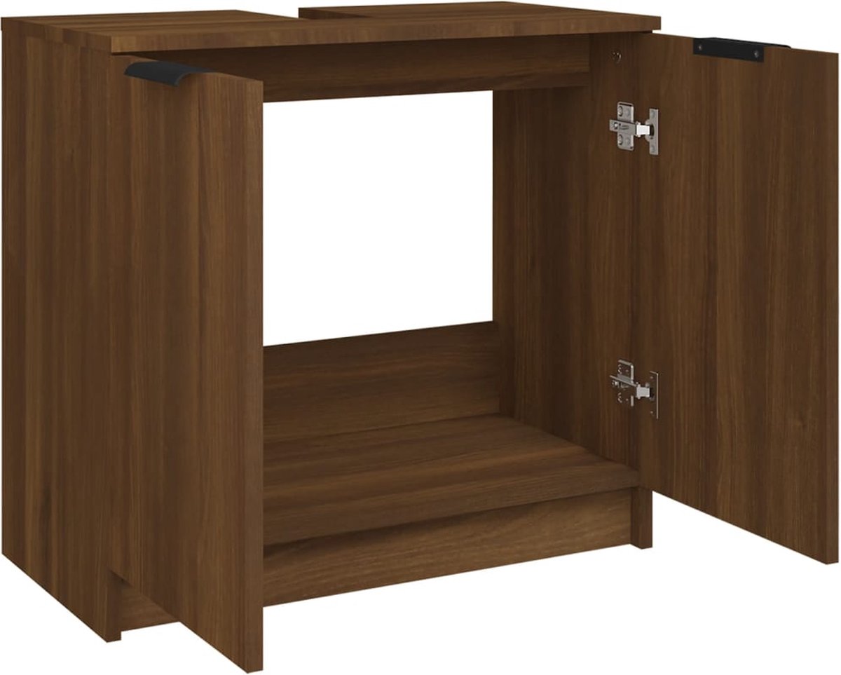 Vidaxl Badkamerkast 64,5x33,5x59 Cm Bewerkt Houteikenkleurig - Bruin