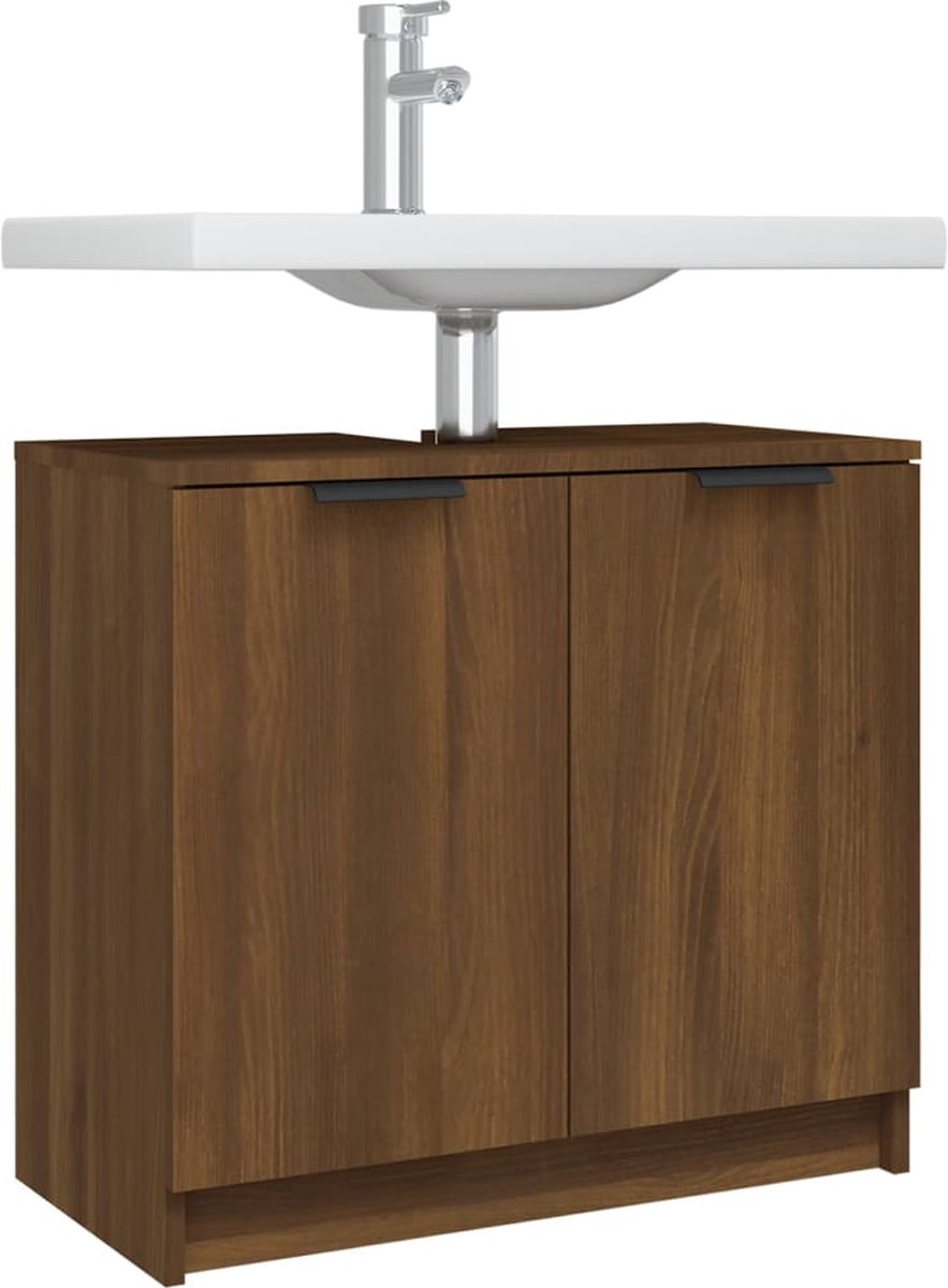 Vidaxl Badkamerkast 64,5x33,5x59 Cm Bewerkt Houteikenkleurig - Bruin