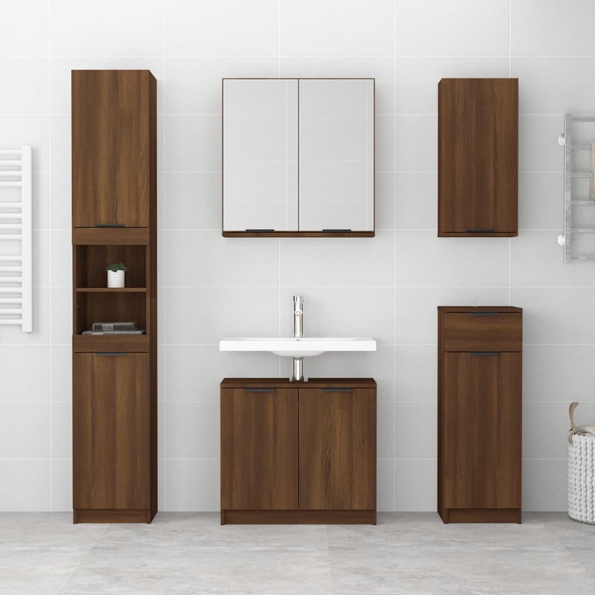 Vidaxl Badkamerkast 64,5x33,5x59 Cm Bewerkt Houteikenkleurig - Bruin