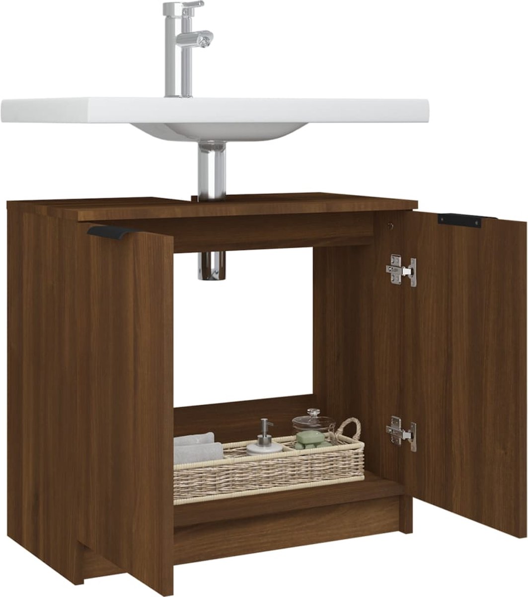 Vidaxl Badkamerkast 64,5x33,5x59 Cm Bewerkt Houteikenkleurig - Bruin