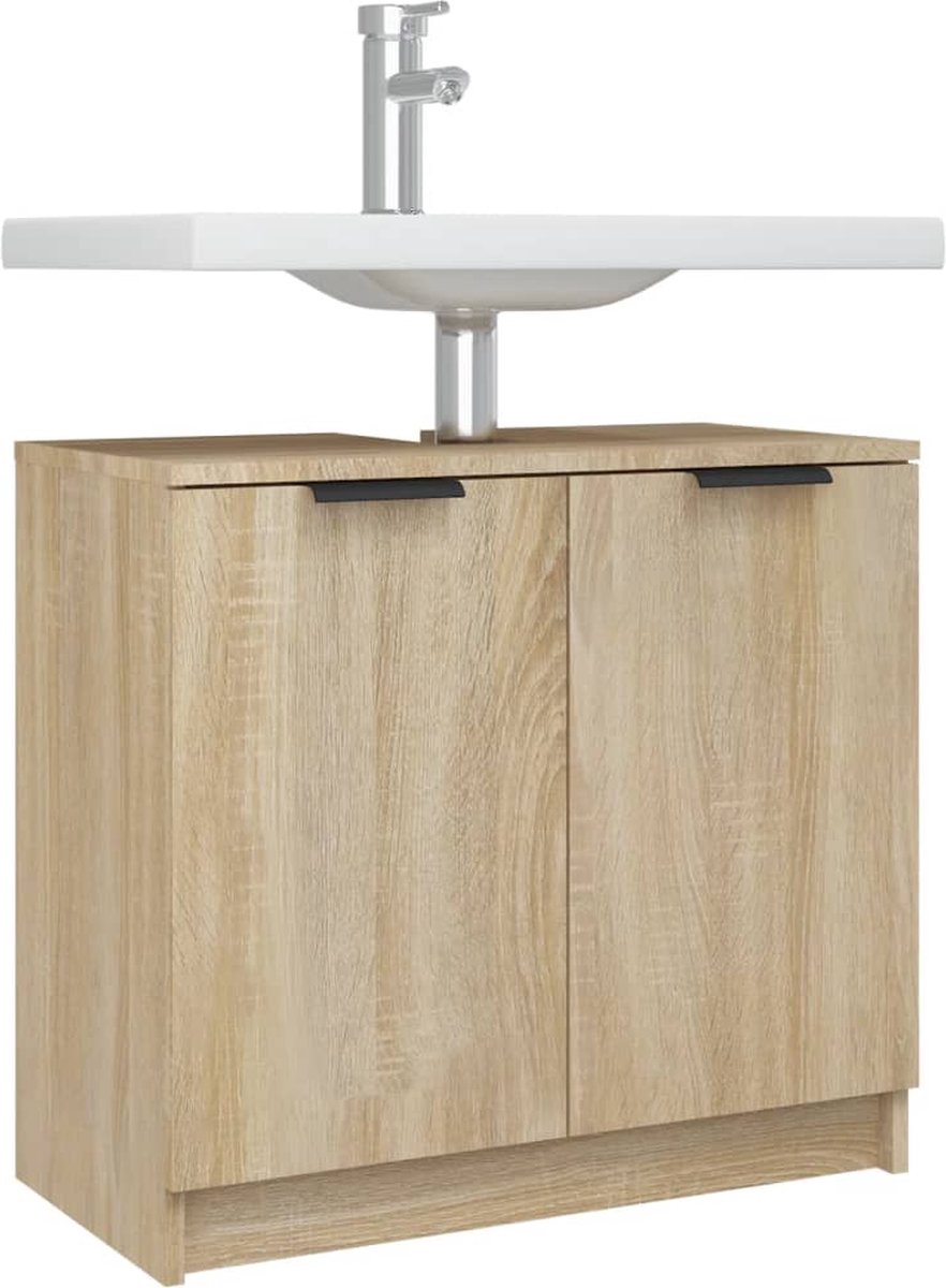 Vidaxl Badkamerkast 64,5x33,5x59 Cm Bewerkt Hout Sonoma Eikenkleurig - Bruin