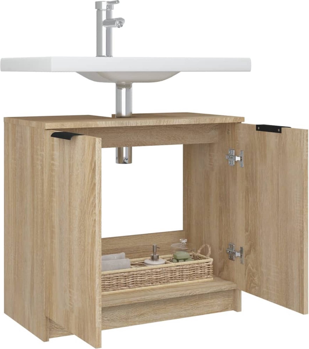 Vidaxl Badkamerkast 64,5x33,5x59 Cm Bewerkt Hout Sonoma Eikenkleurig - Bruin