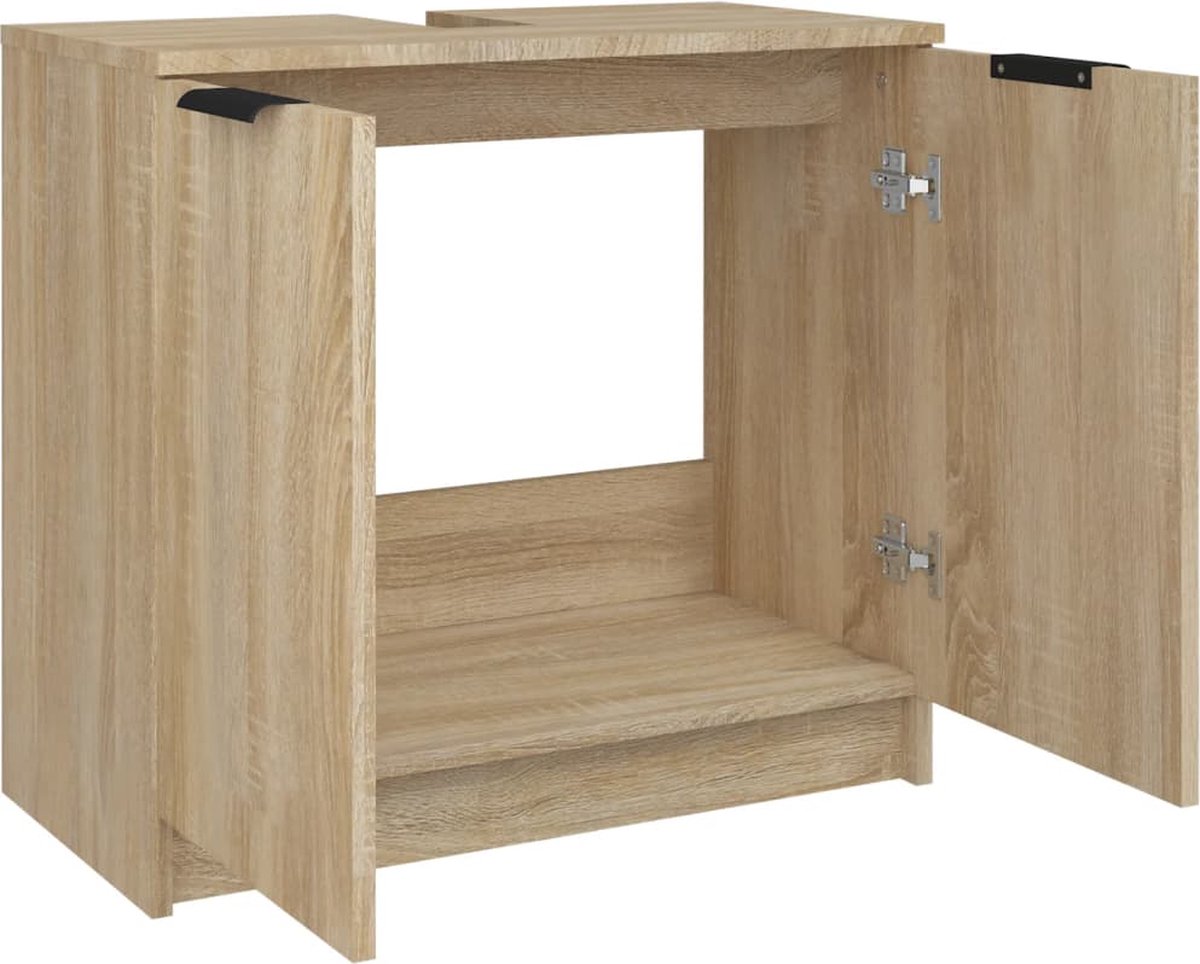 Vidaxl Badkamerkast 64,5x33,5x59 Cm Bewerkt Hout Sonoma Eikenkleurig - Bruin