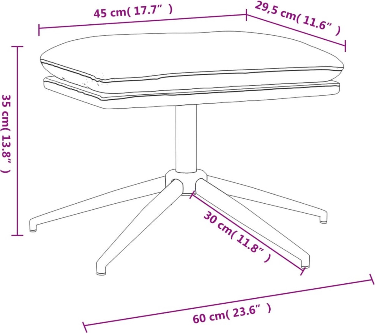Vidaxl Voetenbank 60x60x39 Cm Stof Wijn - Rood
