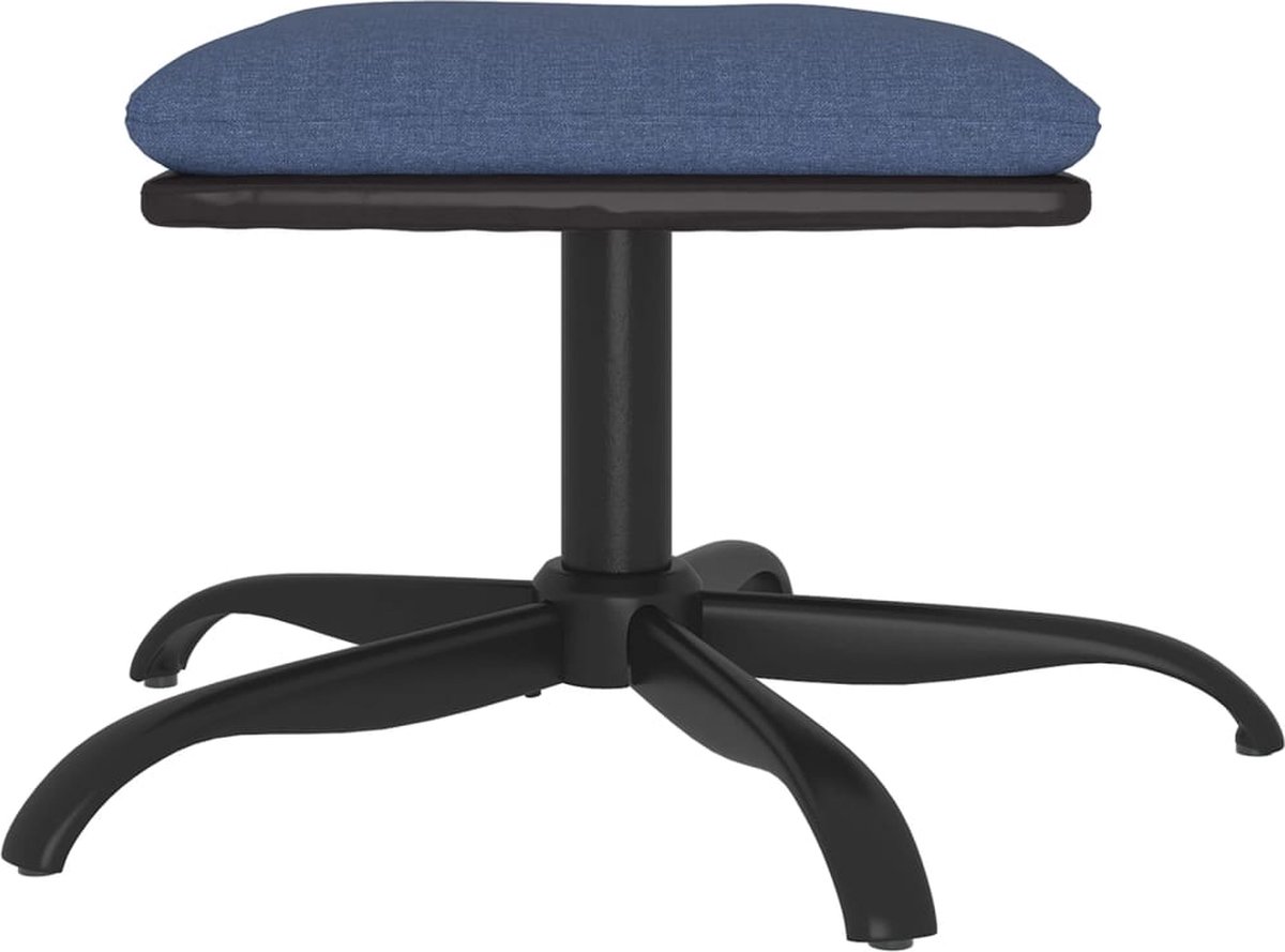 Vidaxl Voetenbank 60x60x39 Cm Stof En Kunstleer - Blauw