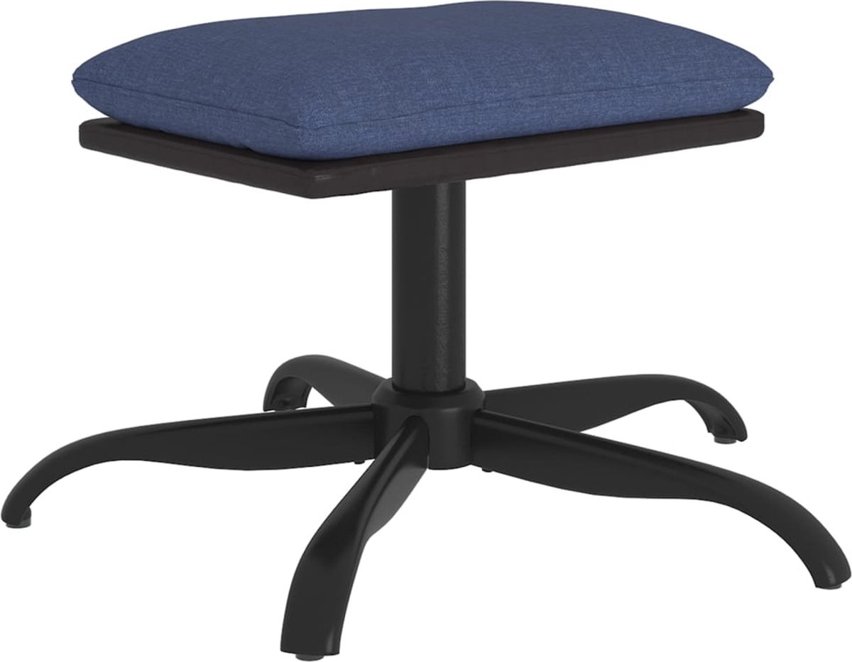 Vidaxl Voetenbank 60x60x39 Cm Stof En Kunstleer - Blauw