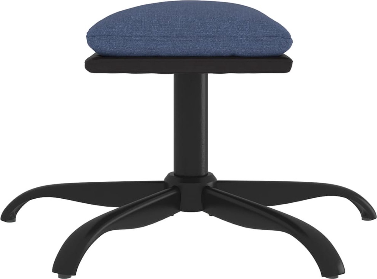 Vidaxl Voetenbank 60x60x39 Cm Stof En Kunstleer - Blauw