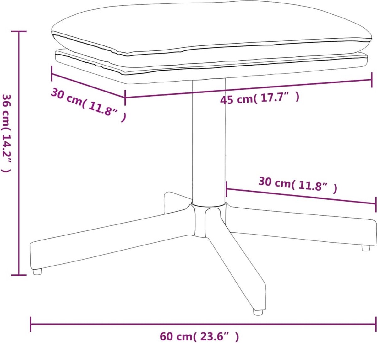 Vidaxl Voetenbank 60x60x39 Cm Stof En Kunstleer Licht - Grijs