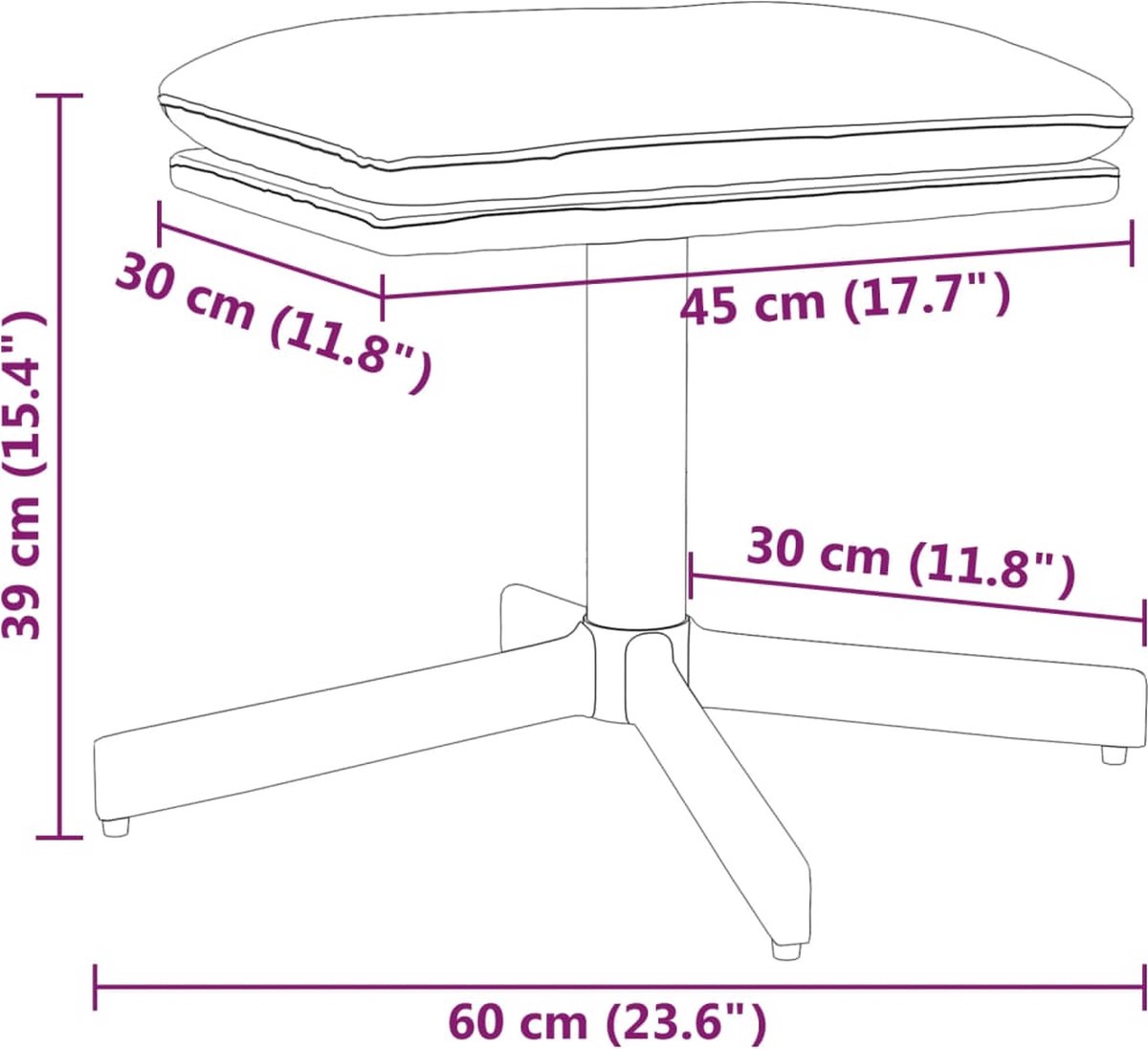 Vidaxl Voetenbank 60x60x39 Cm Stof En Kunstleer Licht - Grijs