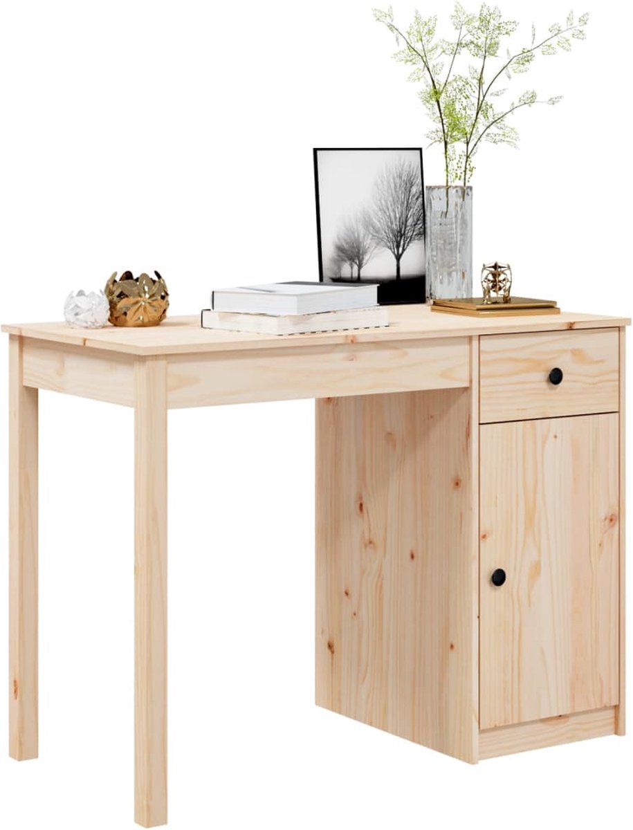 Vidaxl Bureau 100x50x75 Cm Massief Grenenhout - Bruin
