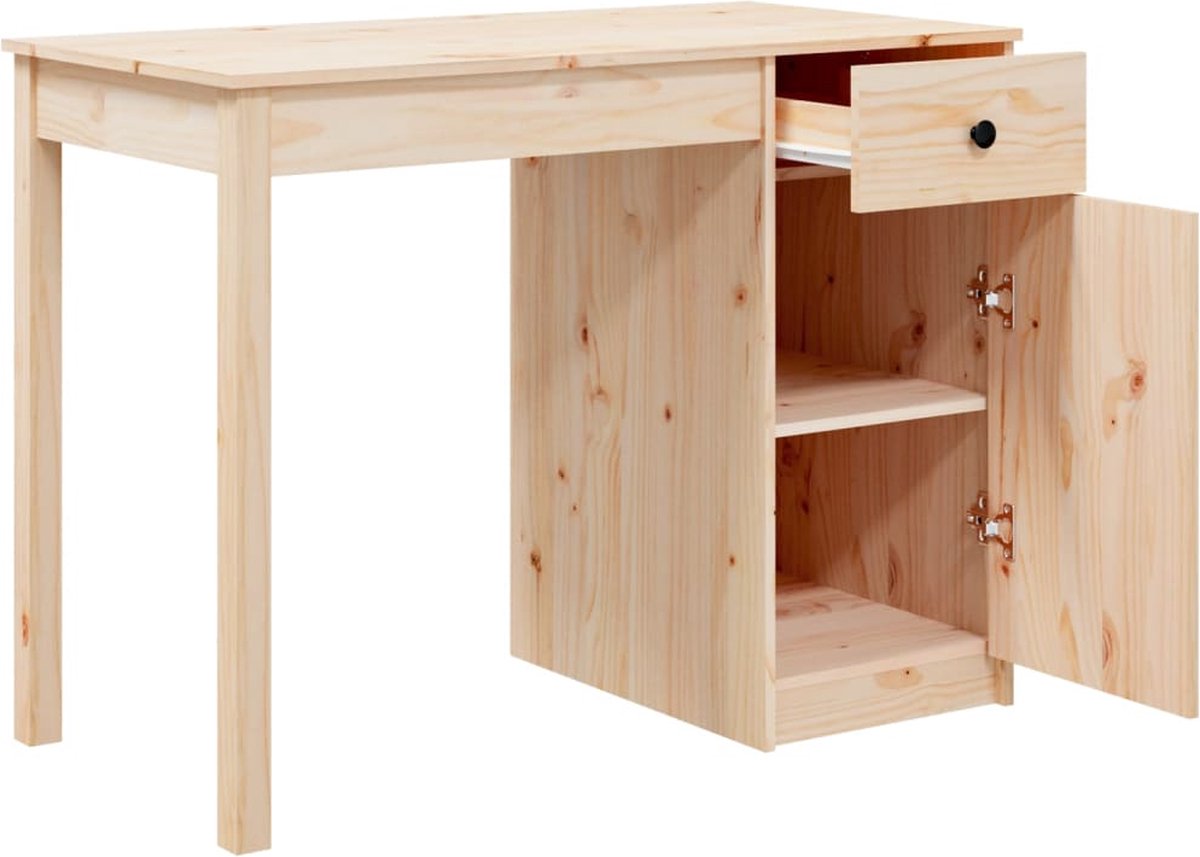 Vidaxl Bureau 100x50x75 Cm Massief Grenenhout - Bruin