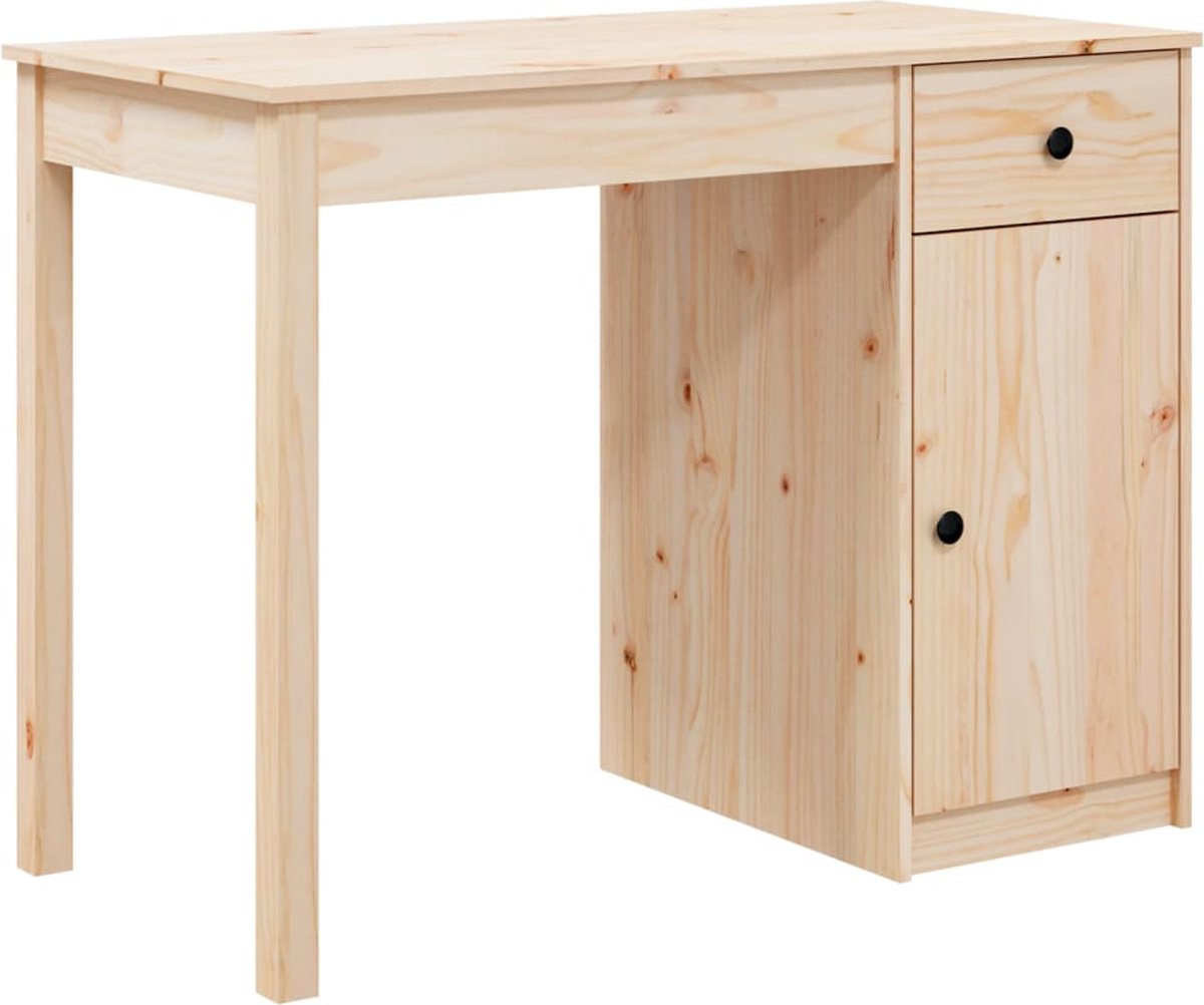 Vidaxl Bureau 100x50x75 Cm Massief Grenenhout - Bruin