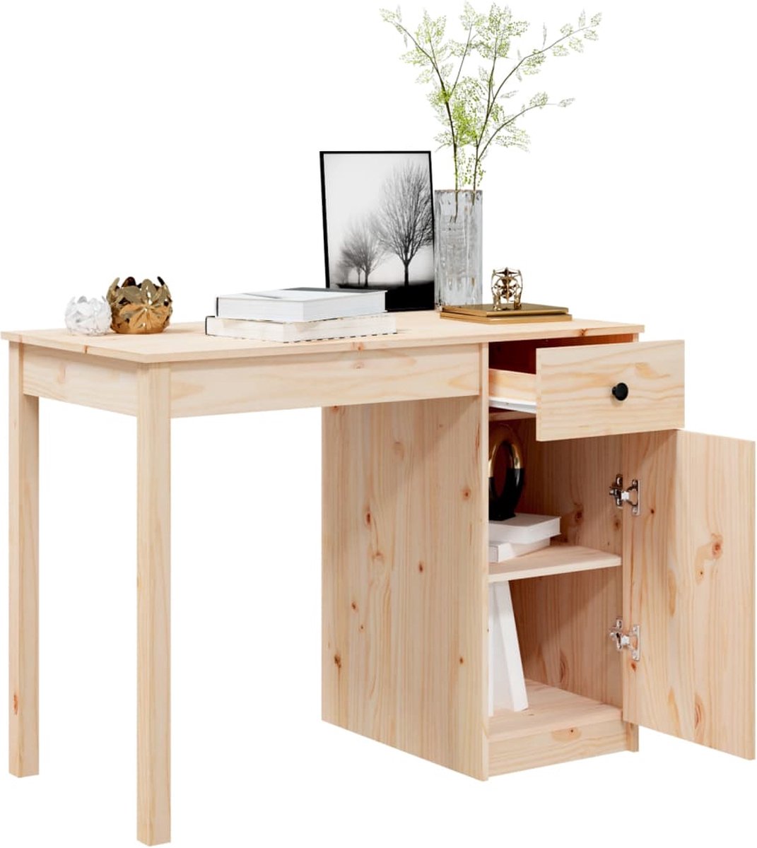 Vidaxl Bureau 100x50x75 Cm Massief Grenenhout - Bruin