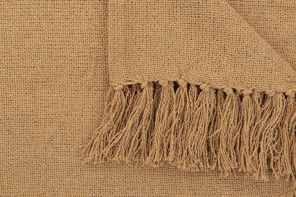 Yellow Katoen Polyester Plaid Navia - Forest Sand 140x200cm - Bruin