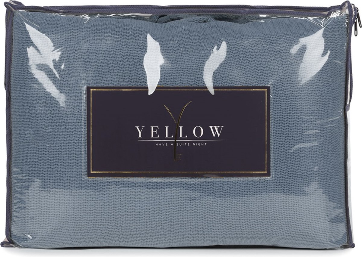 Yellow Katoen Bedsprei Plaid Ica - Pacific Blue 180x260cm - Blauw