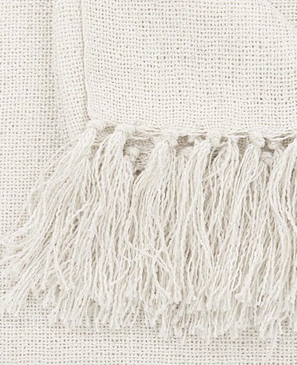 Yellow Katoen Polyester Plaid Navia - White 140x200cm