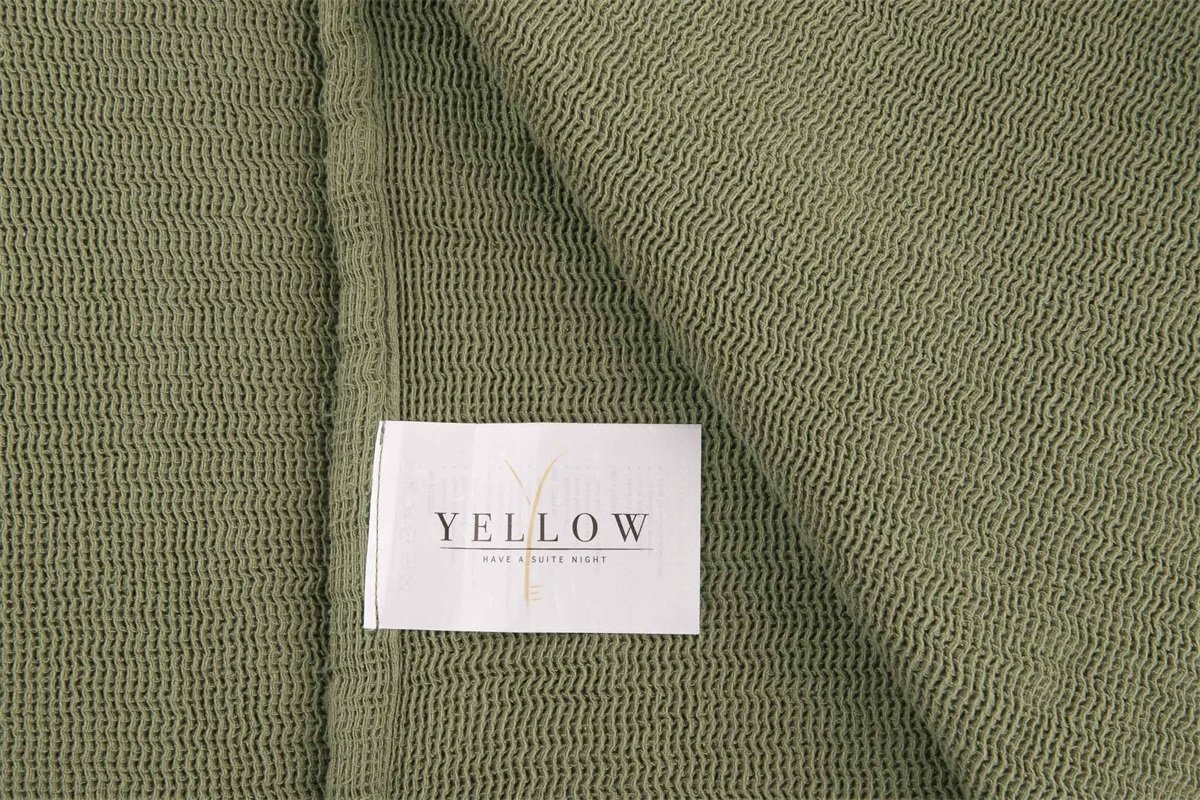 Yellow Katoen Bedsprei Plaid Ica - Army Green 270x260cm - Groen