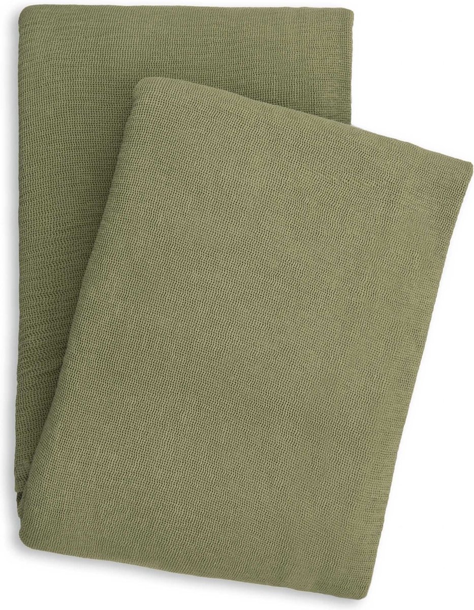 Yellow Katoen Bedsprei Plaid Ica - Army Green 270x260cm - Groen