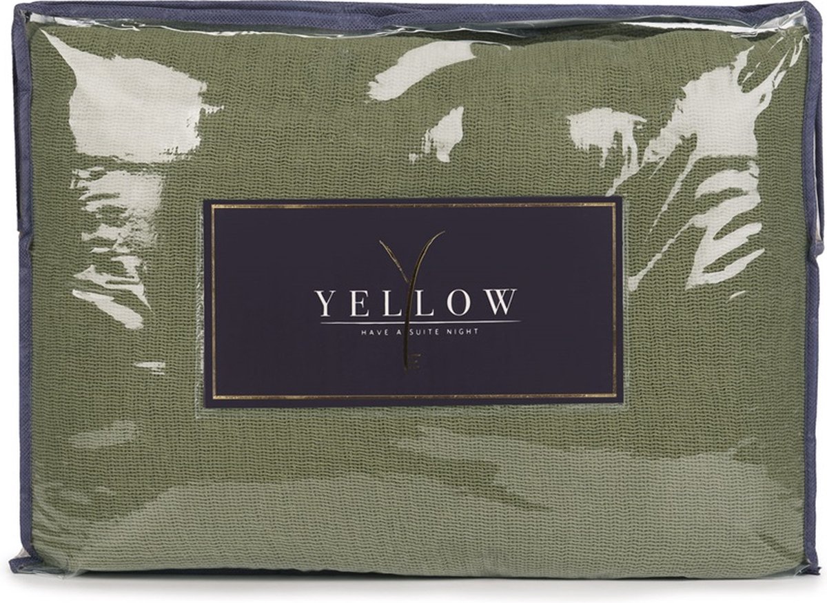Yellow Katoen Bedsprei Plaid Ica - Army Green 270x260cm - Groen