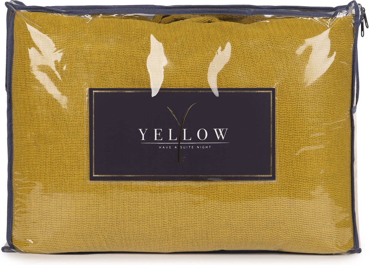 Yellow Katoen Bedsprei Plaid Ica - Honey Gold 270x260cm - Geel