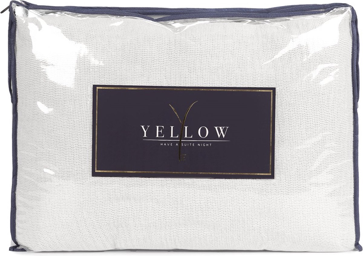 Yellow Katoen Plaid Ica - Bright White 140x200cm