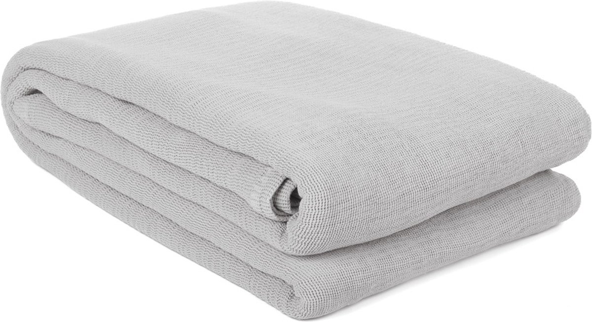 Yellow Katoen Bedsprei Plaid Ica - Vapor Grey 180x260cm - Grijs