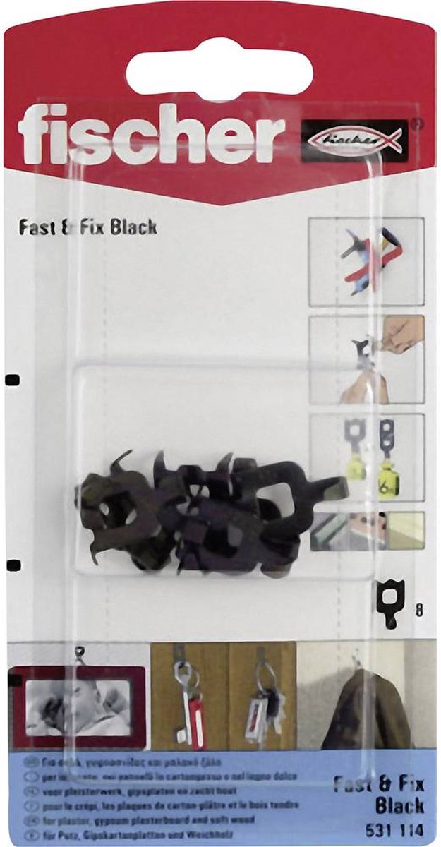 Fischer wandhaken Fast & Fix Black K 8 stuks