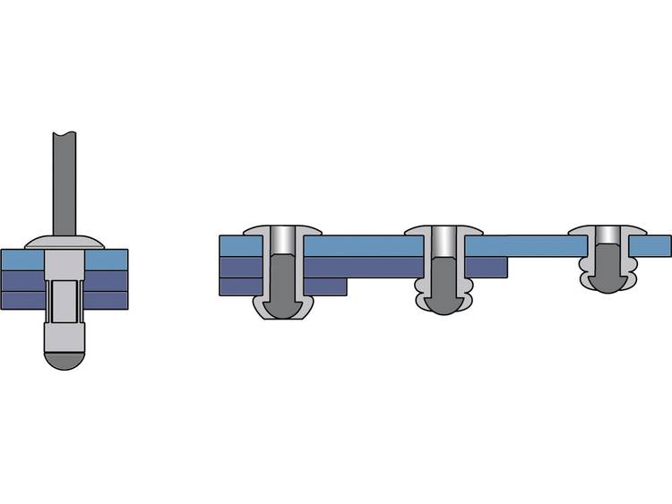 Bralo 1080003208 Blindklinknagel (Ã x l) 3.2 mm x 8 mm Staal Aluminium 500 stuk(s)