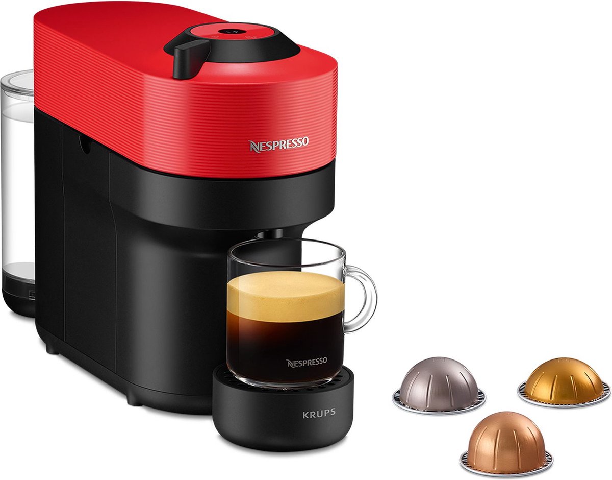 KRUPS - Cafetera De Cápsulas Nespresso Vertuo Pop Para Cápsulas Nespresso Vertuo - Rojo