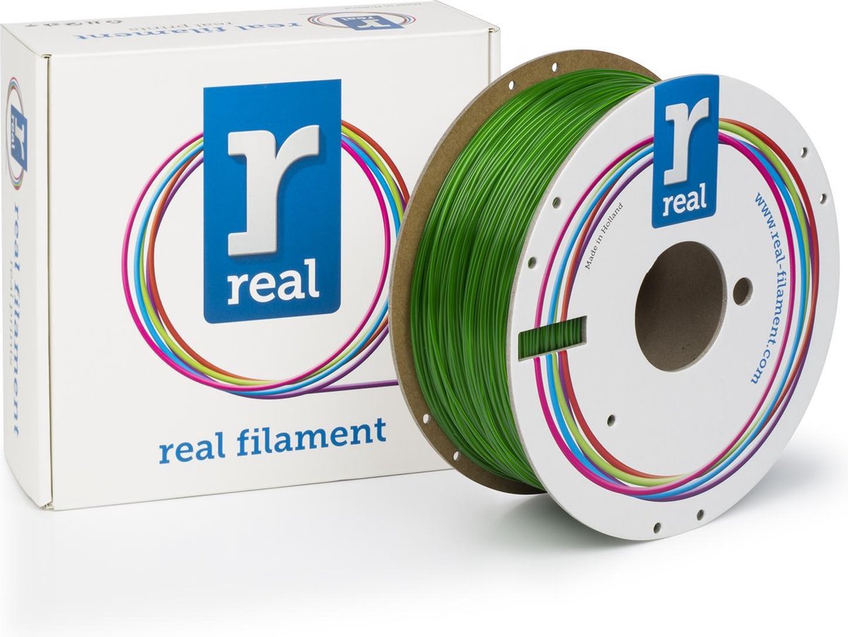 3D filamenten REAL Filament PETG transparant groen 1.75mm (1kg)