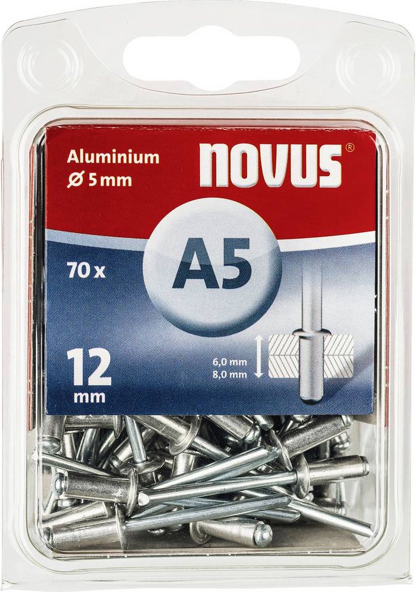 Novus 053669 Blindklinknagel (Ã x l) 5 mm x 12 mm Aluminium Aluminium 70 stuk(s)