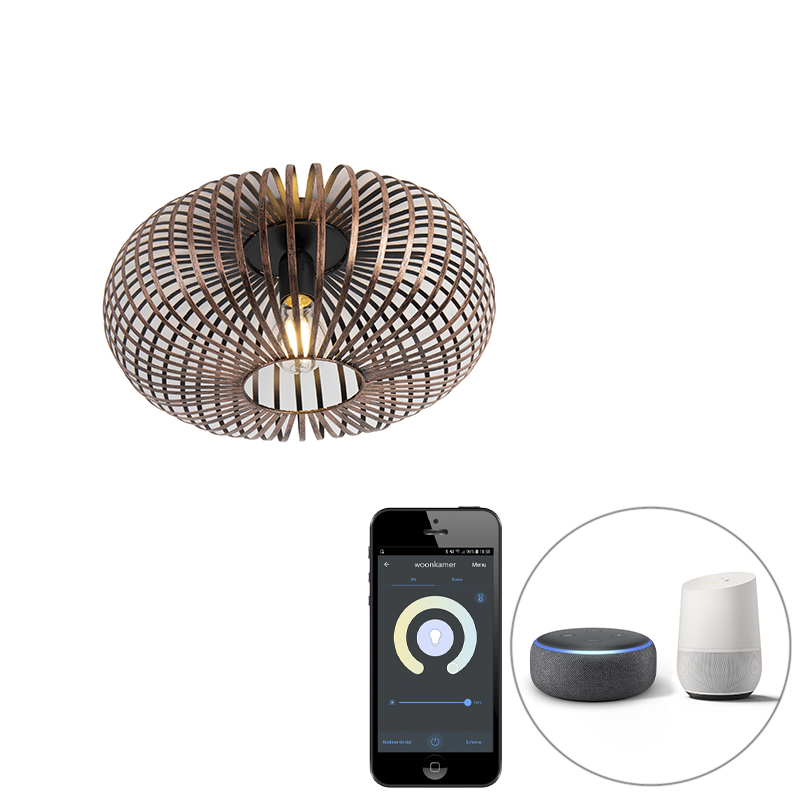 Trio Leuchten Smart ronde plafondlamp roestbruin incl. Wifi A60 - Johanna