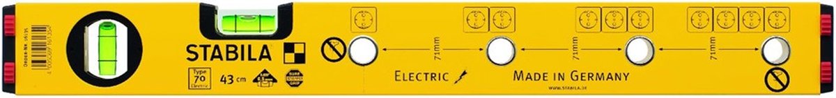 Stabila 70 ELECTRIC 16135/4 Waterpas voor elektriciens 43 cm 0.5 mm/m