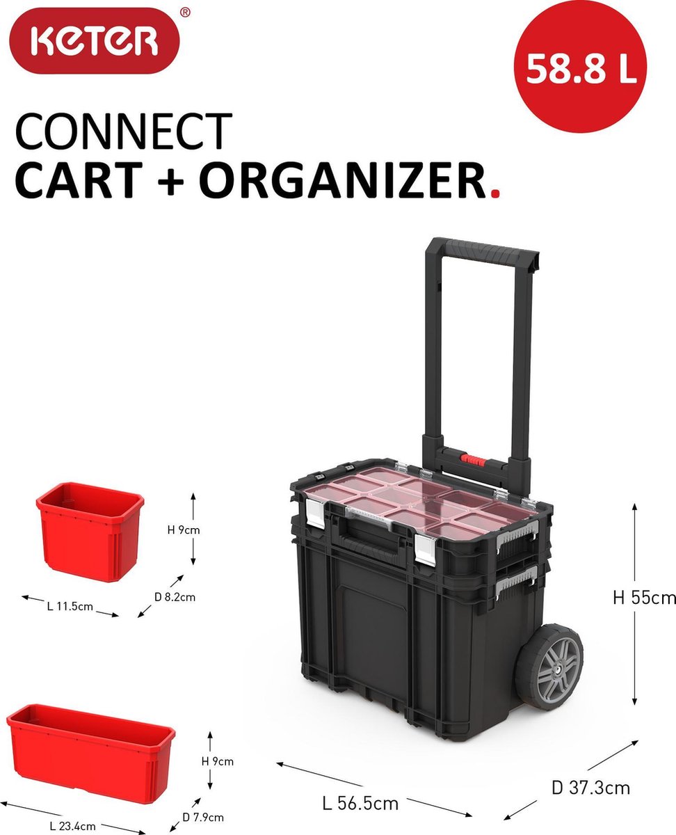 Keter 239996 Connect Gereedschapskist (leeg) - Zwart