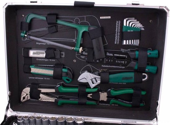 Brüder Mannesmann 29072 Gereedschapskoffer (met inhoud) Doe-het-zelver 124-delig