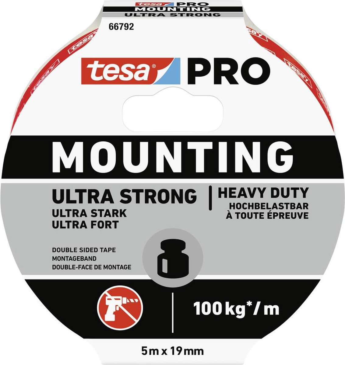 Tesa Montageband | wit | lengte 5 m | breedte 19 mm | 10 stuks - 66792-00001-00