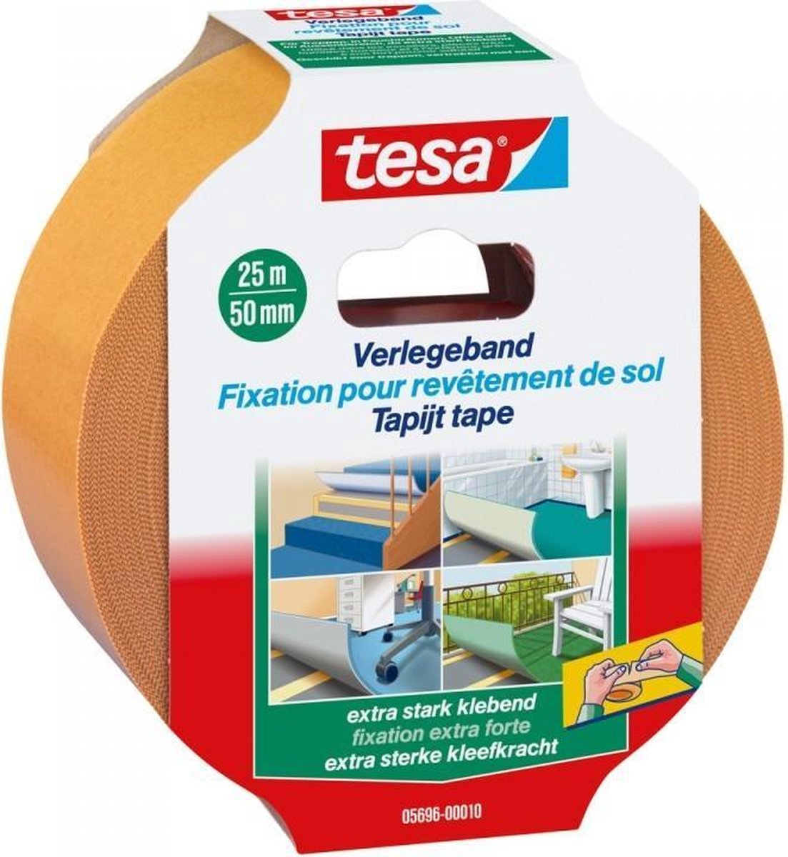 Tesa Tapijttape | lengte 25 m | breedte 50 mm wiel | 6 stuks - 05696-00010-11