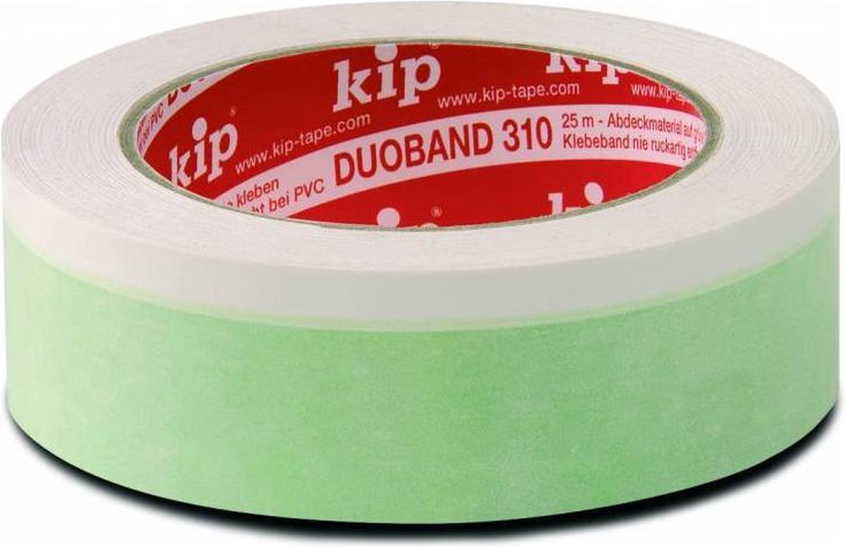 Dubbelzijdig plakband | lengte 25 m | breedte 25 mm | groen/wit wiel | 12 stuks - 310-25