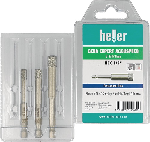 Heller Tegelgatboor | 3-delig d. 6, 8, 10 mm | schacht 6-kant | 1 stuk - 29619