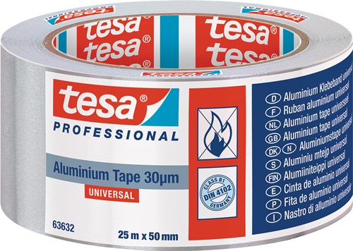 Tesa Aluminiumtape | met liners | lengte 25 m | breedte 50 mm wiel | 6 stuks - 63632-00001-00